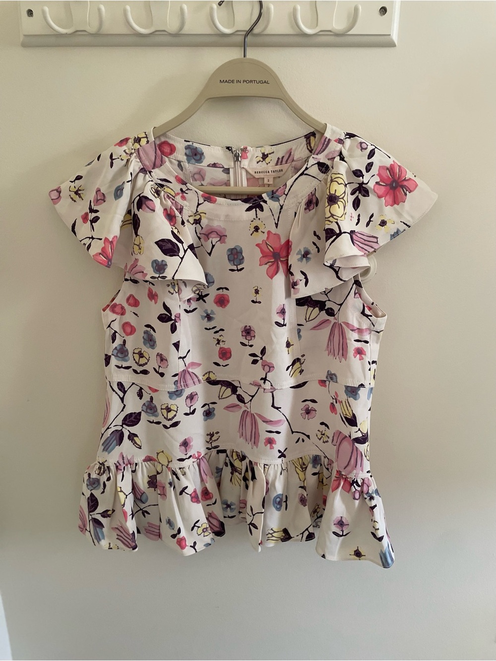 Rebecca Taylor Floral Peplum Silk Top ~ 2